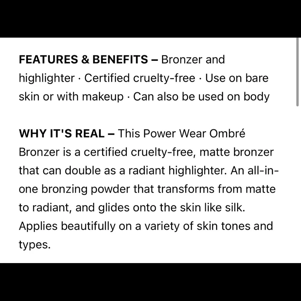 ✨ REALHER Power Wear Ombre Bronzer in Bronzed Beauty